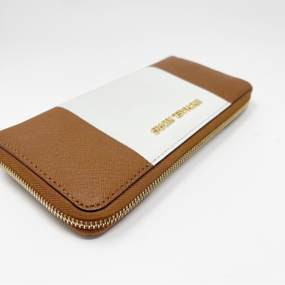 Michael Kors Jet Set Travel ZA Continental Wallet Color-Block Stripe Leather - Picture 4 of 11